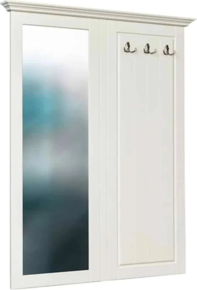 Cuier lemn masiv alb cu Oglindă 108x134cm