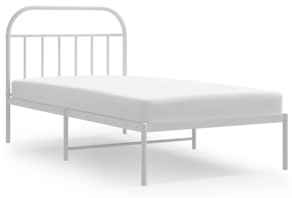 353678 vidaXL Cadru de pat metalic cu tăblie, alb, 100x190 cm
