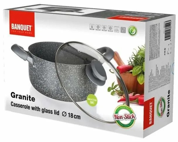 Banquet Oală cu suprafață antiaderentă Granite, 18 x 8,5 cm, 18 cm