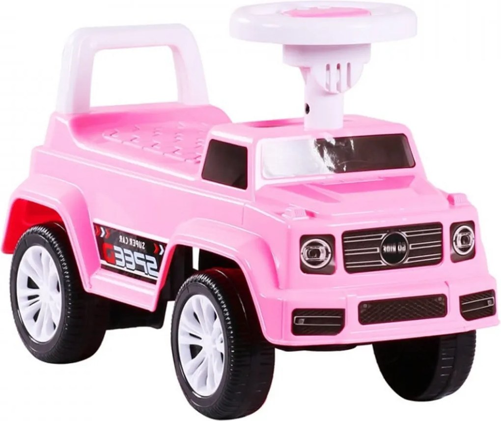 Masinuta cu Functie de Trotineta Fara Pedale Pentru Copii NOVOKIDS™ Speedy , Maxim 25 Kg, Cu Melodii si Sunete, Spatar de Protectie si Volan, ROZ