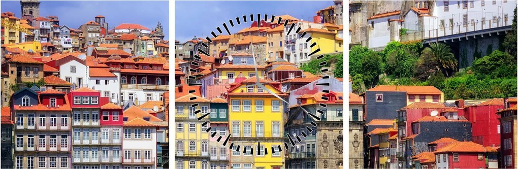 Tablou - Ribeira, Portugalia (cu ceas) (90x30 cm)