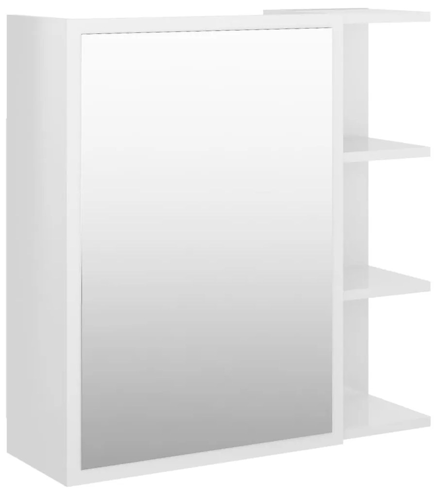 803314 vidaXL Dulap de baie cu oglindă, alb extralucios, 62,5x20,5x64 cm