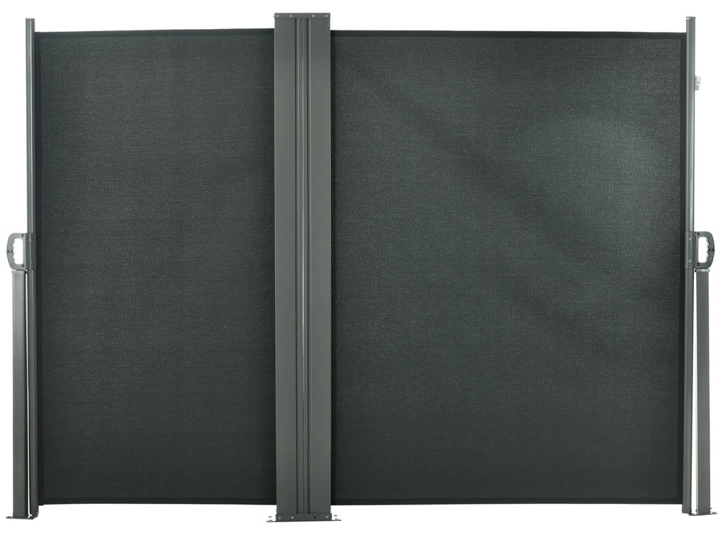 Outsunny Dublu Paravan lateral retractabil Brise-Vue paravent dim. 6L x 1,60H m Poliester Anti-UV Gri | Aosom Romania