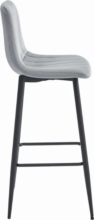 Scaun de bar gri deschis POZZA VELVET cu picioare negre