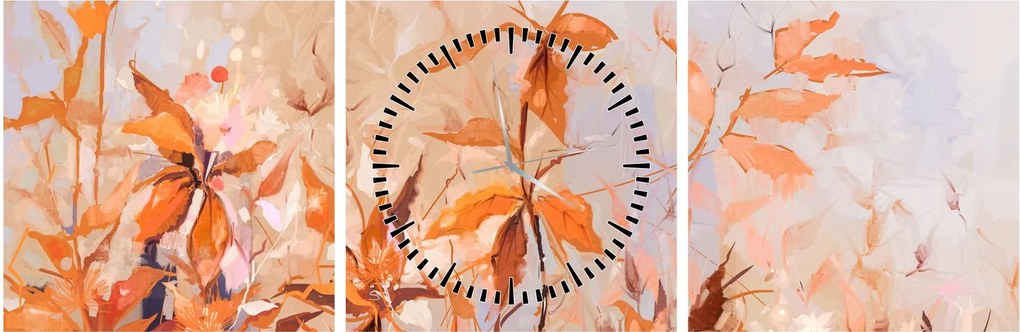 Tablou - Flori pictate (cu ceas) (90x30 cm)