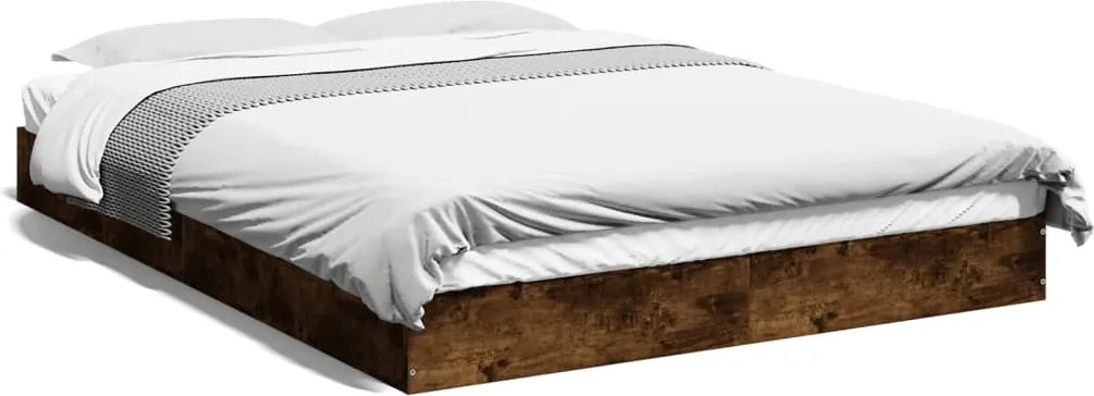 vidaXL Cadru pat fără saltea stejar fumuriu 140x200 cm lemn prelucrat