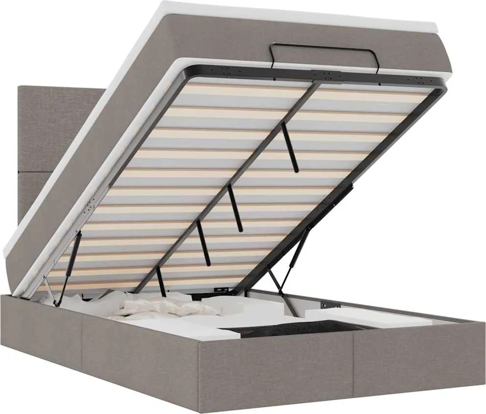 vidaXL Cadru de pat otoman cu saltea Taupe 120x200cm Material