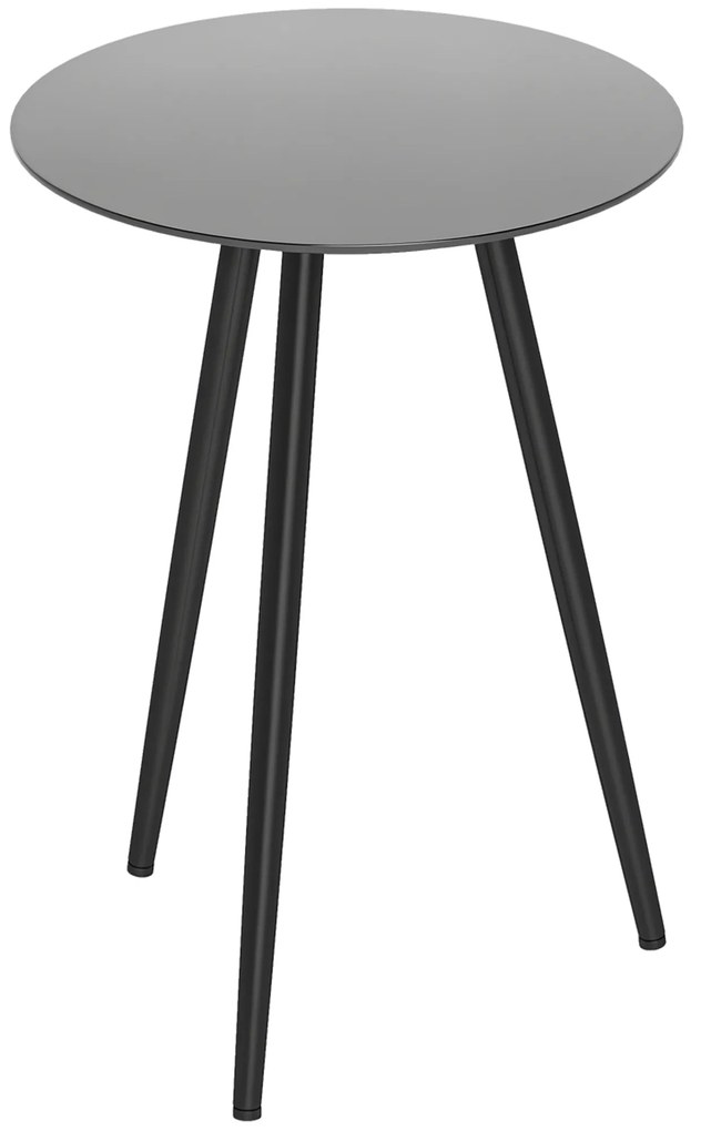 Outsunny Masă de cafea mică rotundă, masă de sprijin, blat din sticlă securizată, picioare ascuțite, cadru din oțel, Ø 40 x 50 cm, negru | Aosom Romania