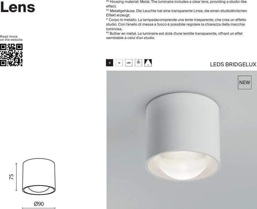 Spot aplicat LED Lens alb 3000K 15W