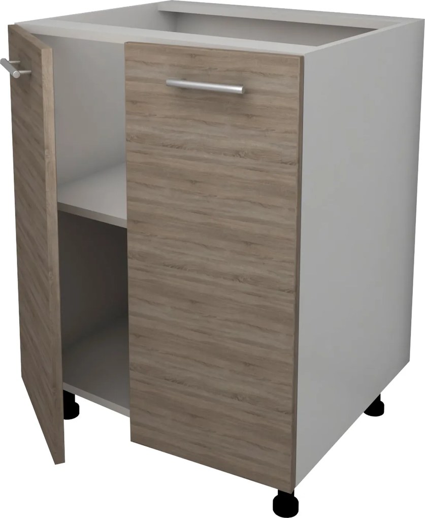 Corp Baza Lecce, 2 Usi, Stejar Sonoma Inchis/Alb, 60 x 50 x 80 cm