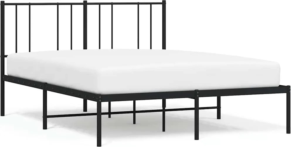 vidaXL Cadru de pat metalic cu tăblie, negru, 140x190 cm
