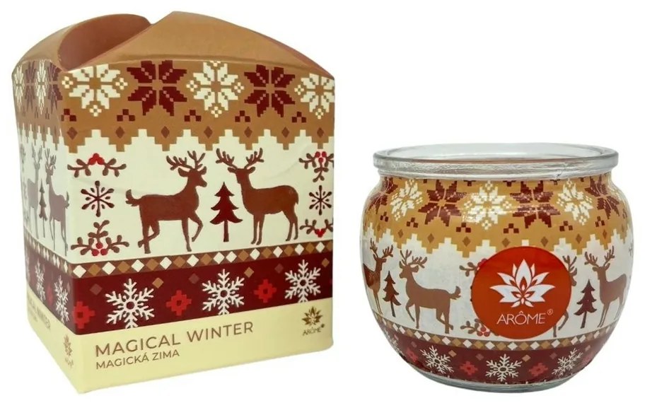 Lumânare Arome în sticlă și cutie de flori,Magical Winter, 90 g