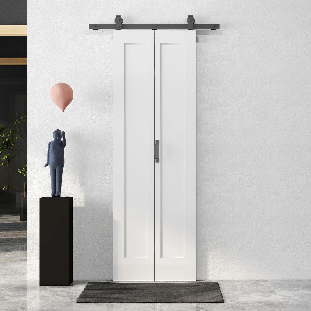 HOMCOM Ușă Glisantă Pliabilă 70x210 cm, Ușă Pliabilă Tip Portofel cu Mâner și Suprafață Vopsibilă, Alb | Aosom Romania