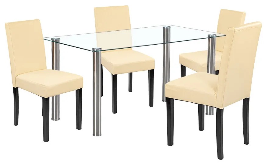 Set de masă Cadiz 4+1 alb-bej