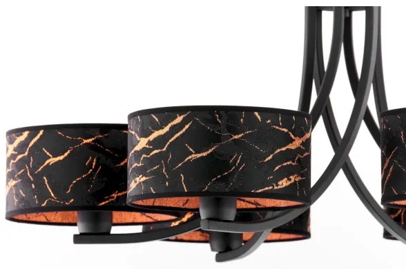 Jupiter 2108- Candelabru pe lanț ARTHUR 6xE27/15W/230V negru/portocaliu/decor marmură