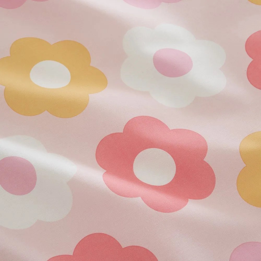 Cearceaf pentru copii roz pentru pat de o persoană cu elastic 90x190 cm Retro Daisy – Catherine Lansfield