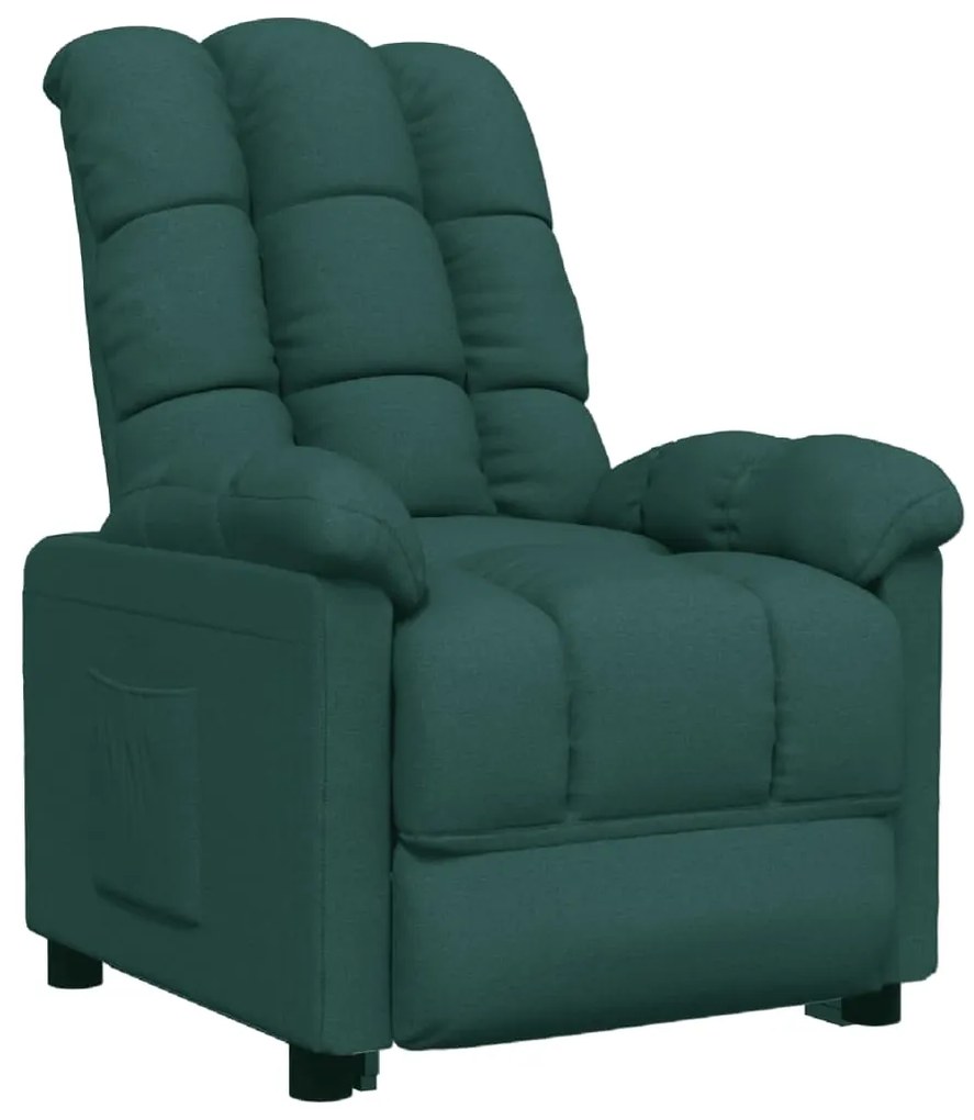 289802 vidaXL Fotoliu rabatabil, verde închis, material textil