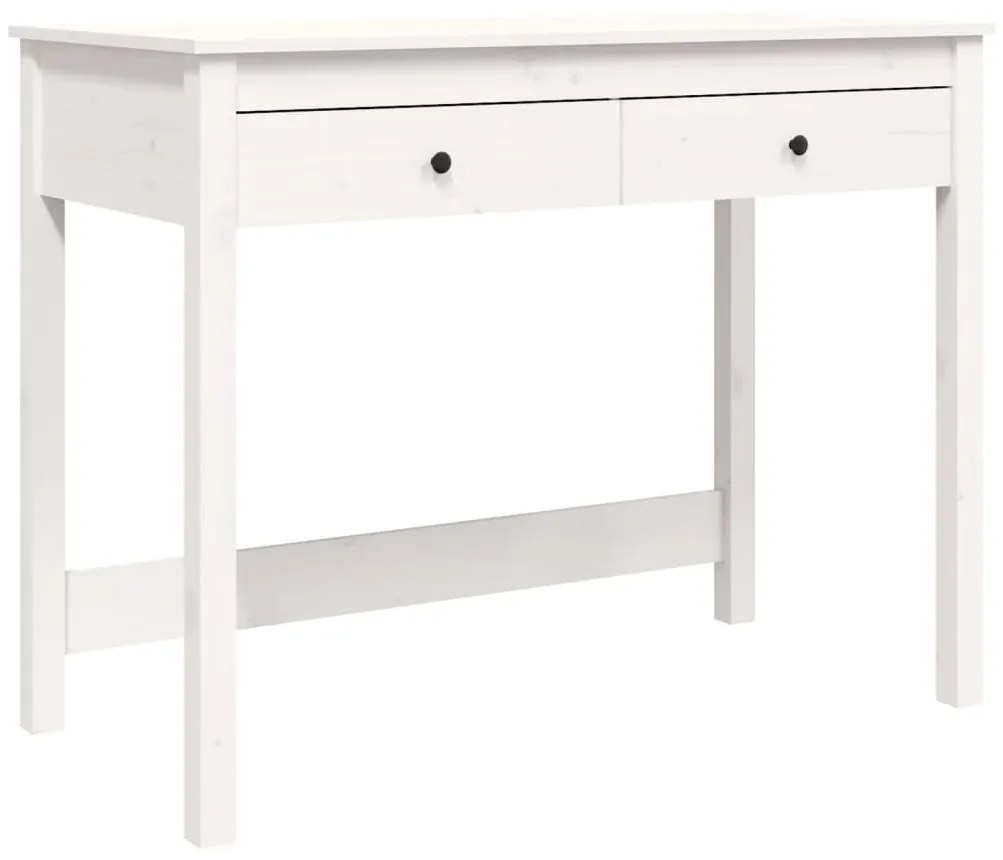 824644 vidaXL Birou cu sertare, alb, 100x50x78 cm, lemn masiv de pin