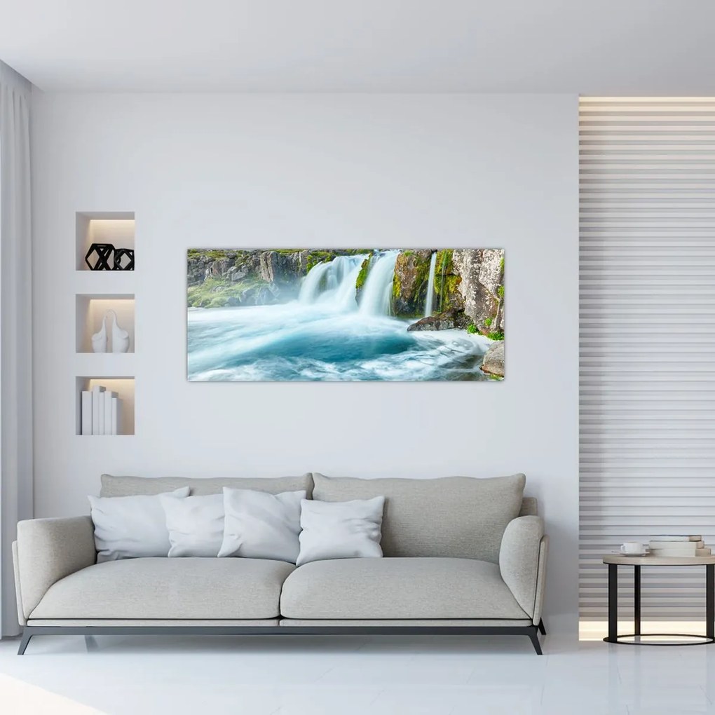 Tablou - Stânci și cascade (120x50 cm)