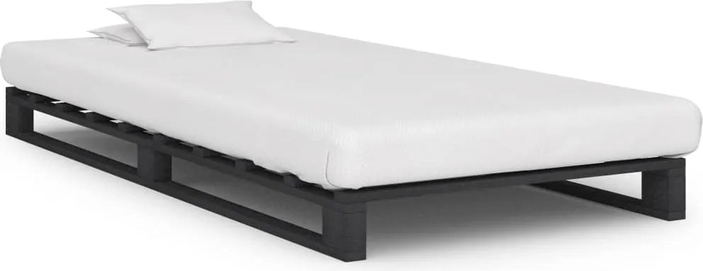 vidaXL Cadru de pat din paleți, gri, 100 x 200 cm, lemn masiv de pin