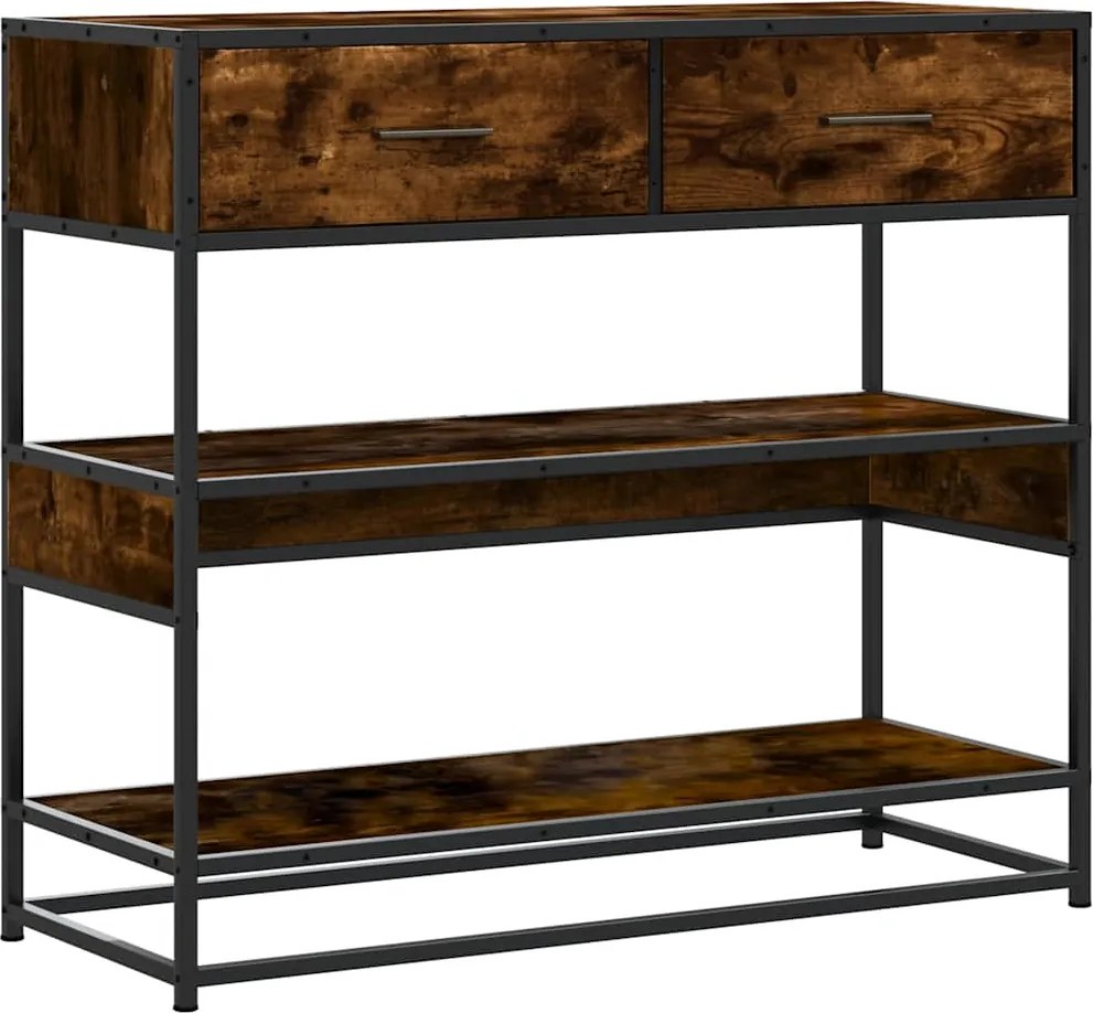 vidaXL Măsuță consolă, stejar fumuriu, 90x35x80 cm, lemn prelucrat