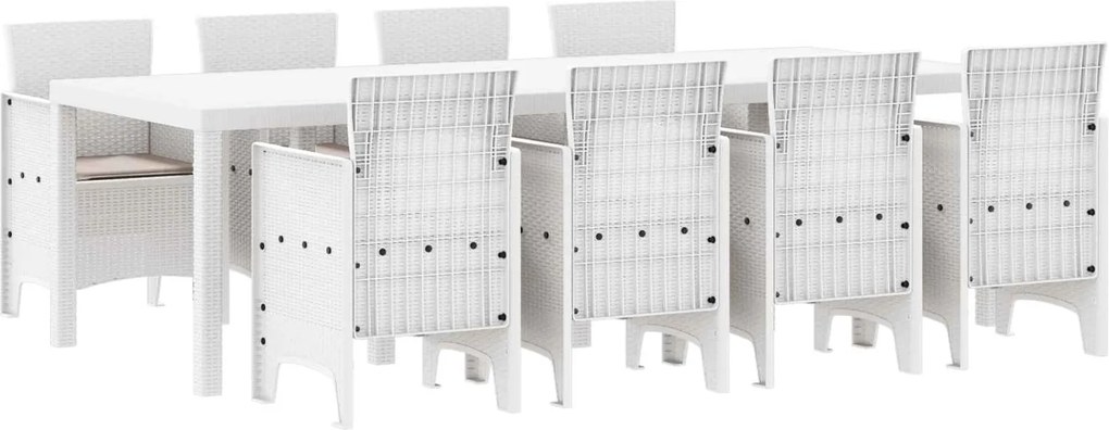 vidaXL Set de masă pentru grădină 9 pcs Gri deschis Polipropilenă