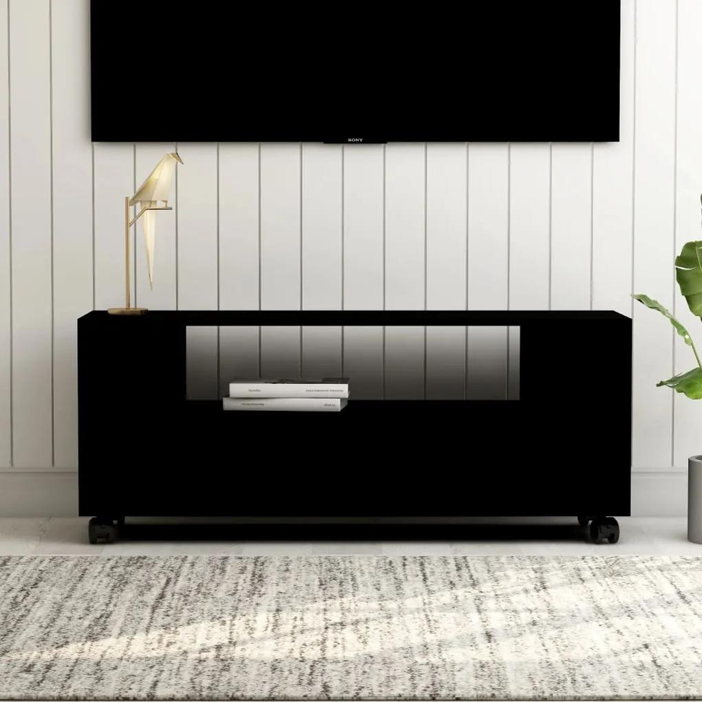 Comoda TV, negru, 120x35x48 cm, lemn prelucrat