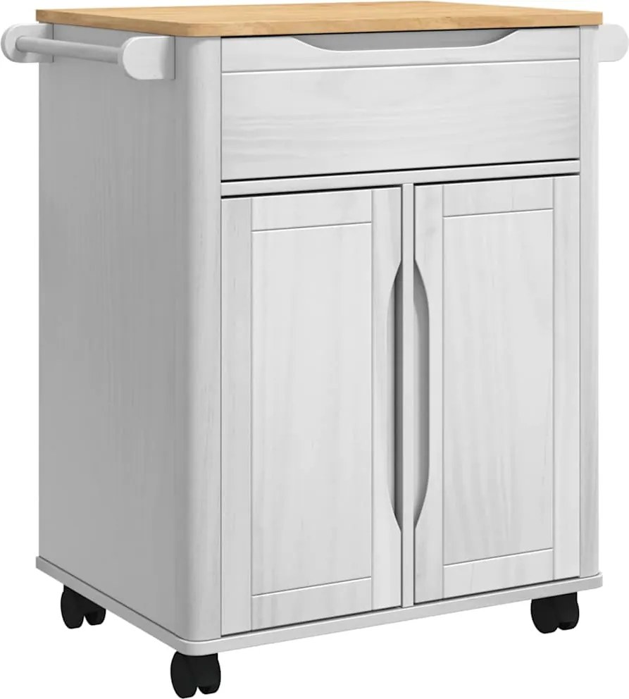 vidaXL Troler de Bucătărie FLORO Alb 72,5 x 45 x 80 cm