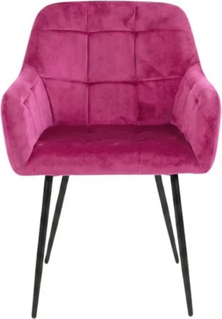 Fotoliu de sufragerie LOREN VELVET roz inchis cu picioare negre