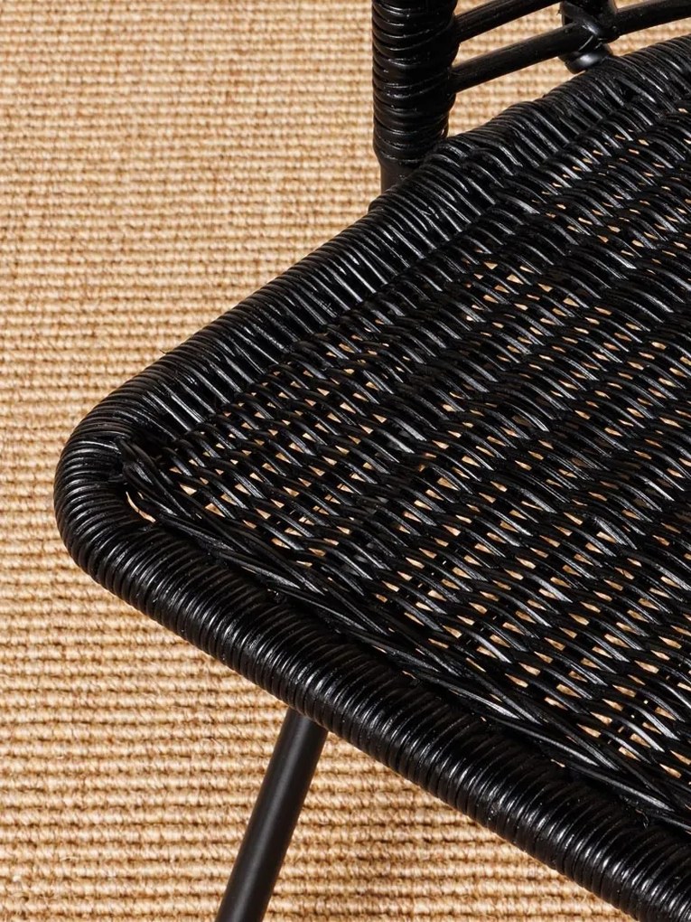 Scaun dining, negru, din rattan, Panama