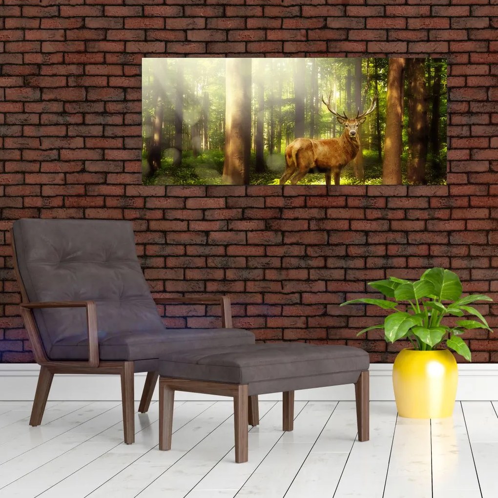 Tablou cu cerbul în pădure (120x50 cm)