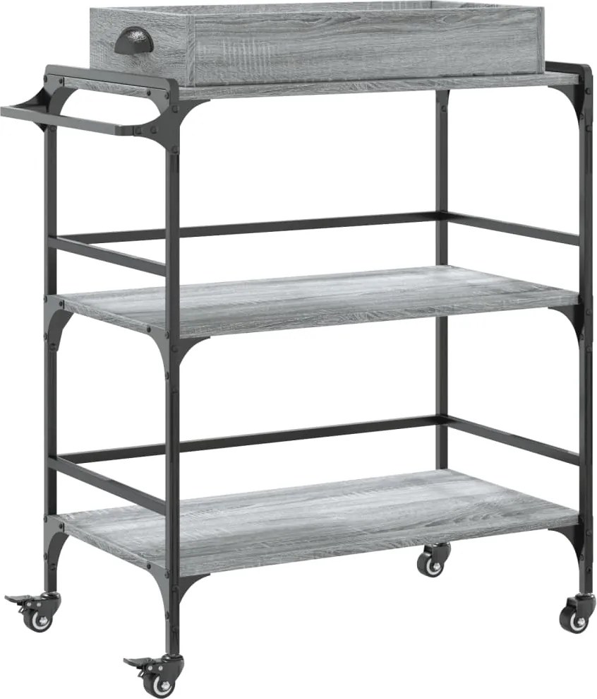 vidaXL Cărucior de bucătărie, gri sonoma 81,5x41x92,5cm lemn prelucrat