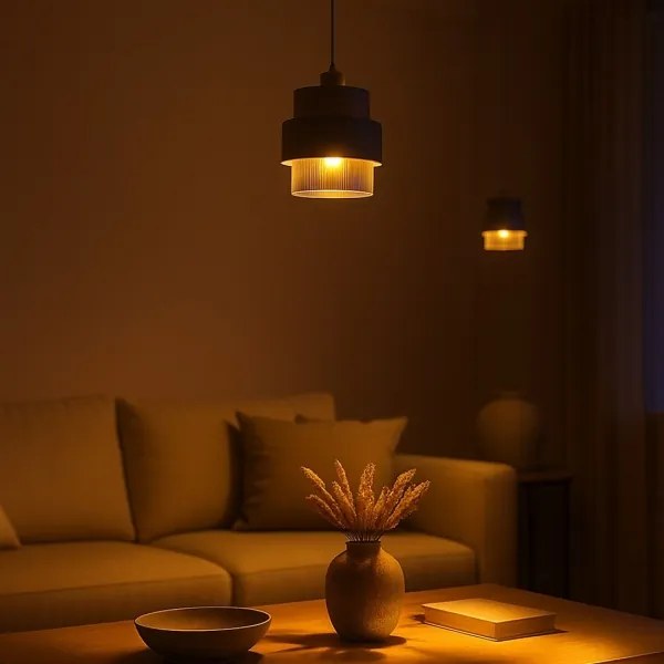 Lustră suspendată pe cablu VALENTINO 1xE27/15W/230V bej/transparent