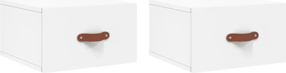 vidaXL Noptiere de perete, 2 buc., alb, 35x35x20 cm