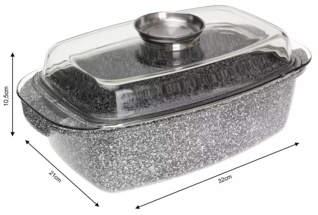 Tava de copt cu capac 4,5L Klausberg KB7365, antiaderenta, invelis marmorat