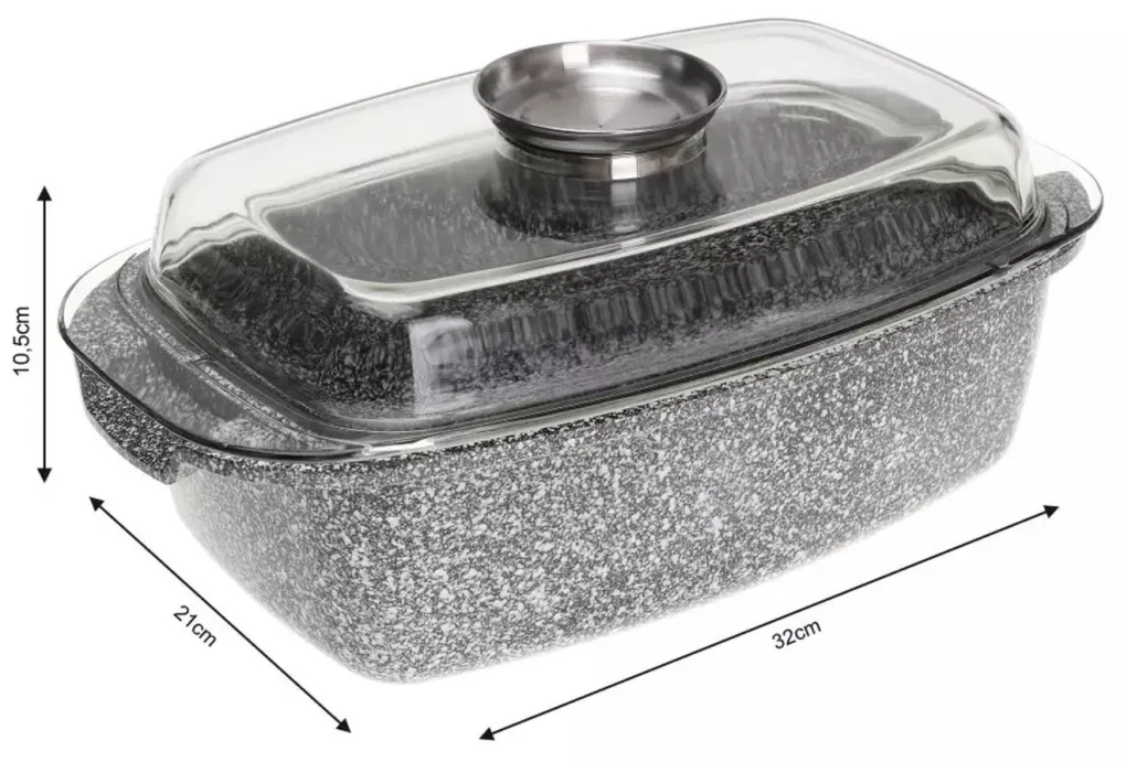 Tava de copt cu capac 4,5L Klausberg KB7365, antiaderenta, invelis marmorat