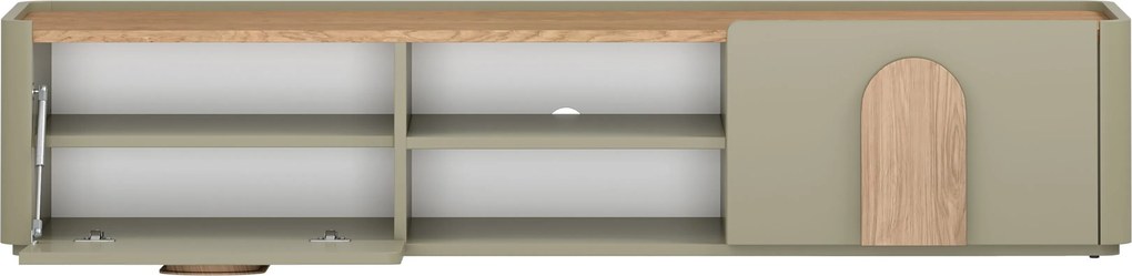 Comodă TV cu sertar Amilio 170 cm - eucalipt / stejar baltic dune / mânere stejar natural