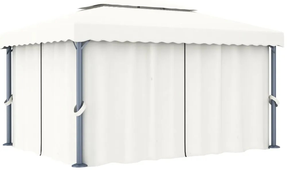 vidaXL Pavilion cu perdea, alb crem, 4 x 3 m, aluminiu