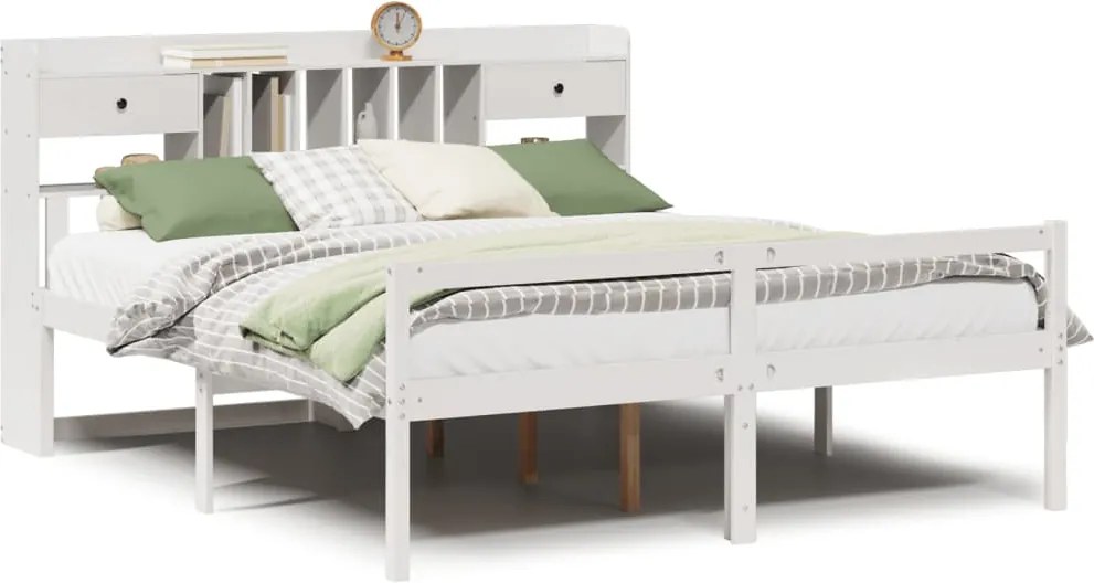 vidaXL Pat cu bibliotecă fără saltea, 180x200 cm, lemn masiv de pin