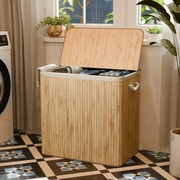Juskys Coș de bambus Curly 150 L - natural