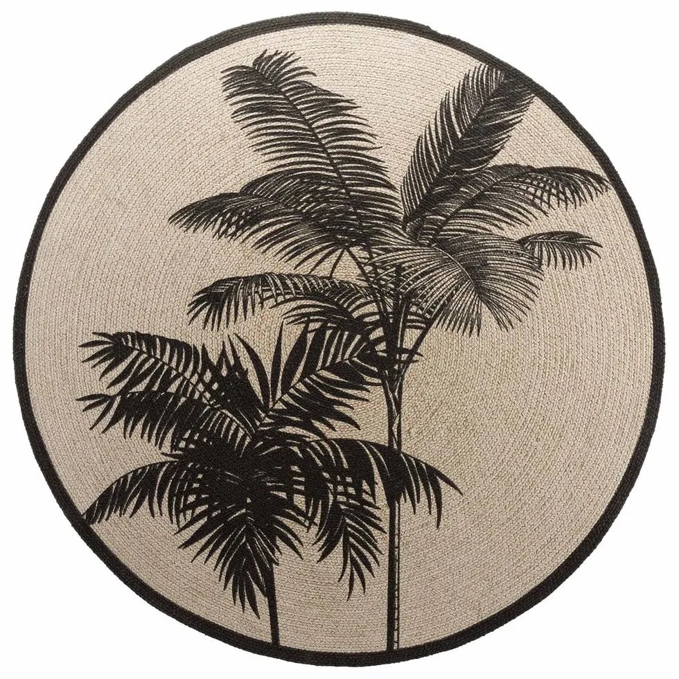 Covor negru-bej lavabil rotund ø 120 cm Tropic – douceur d'intérieur