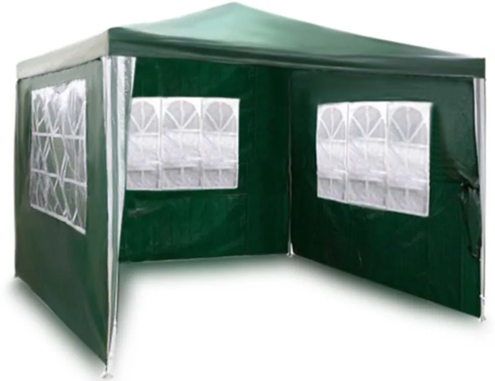 Cort pavilion de grădină  3x3 m + 3 pereți VERDE