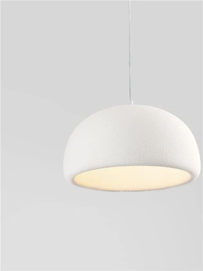 Lustra suspendata cu textura granulata Davo 43cm, alb piatra