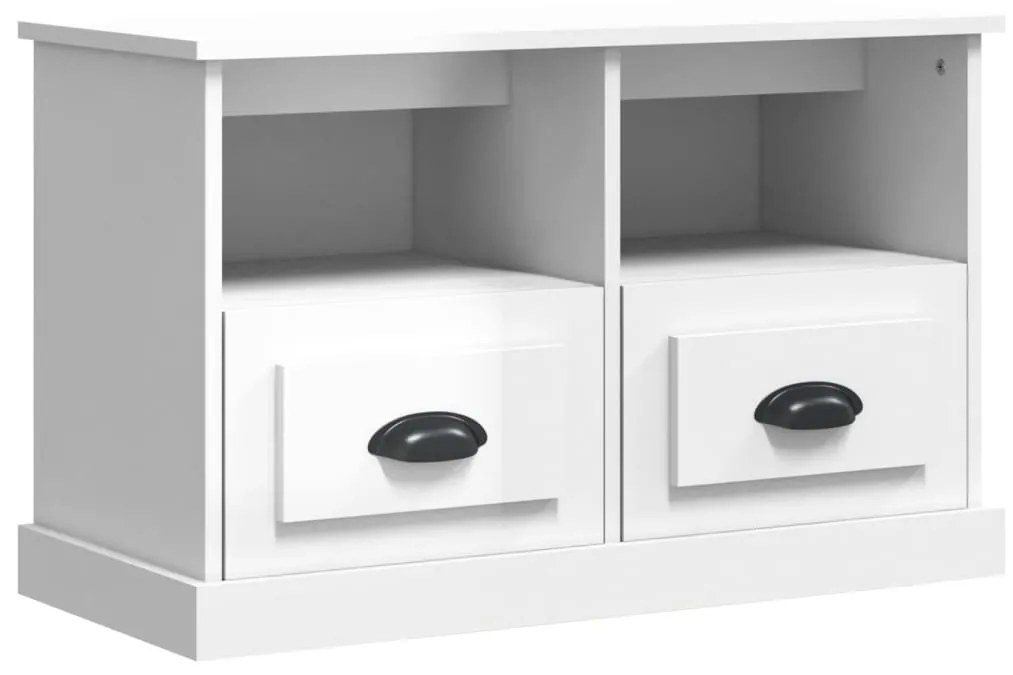 vidaXL Comodă TV, alb extralucios, 80x35x50 cm, lemn prelucrat