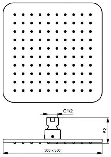 Palarie dus Ideal Standard Ideal Rain Cube M1, 300x300 mm, crom - B0025AA
