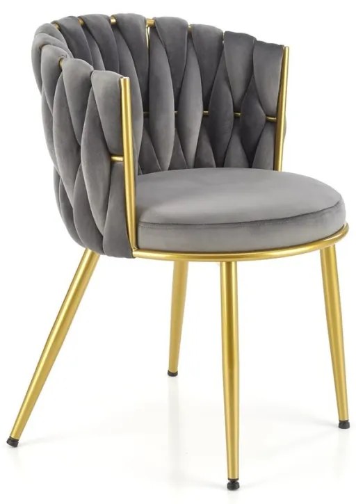 Set 4 scaune K517 velvet gri/auriu