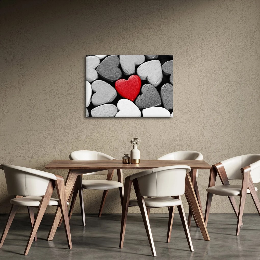 Tablou cu inimioare din lemn (70x50 cm)