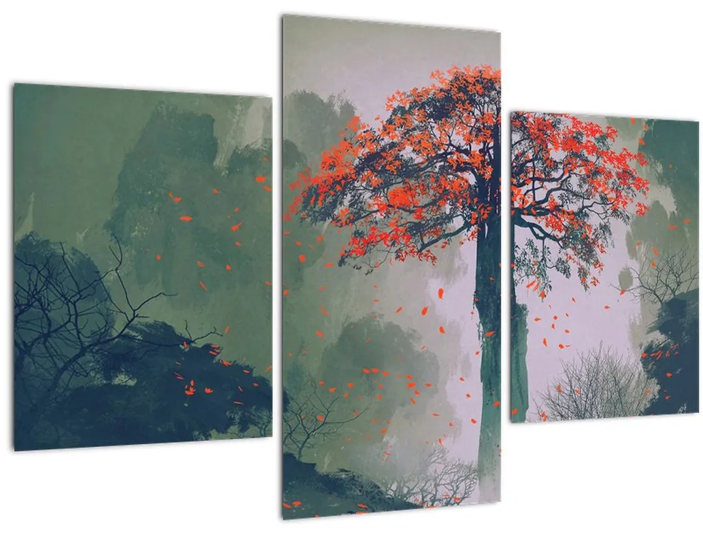 Tablou - Copacul roșu singuratic (90x60 cm)