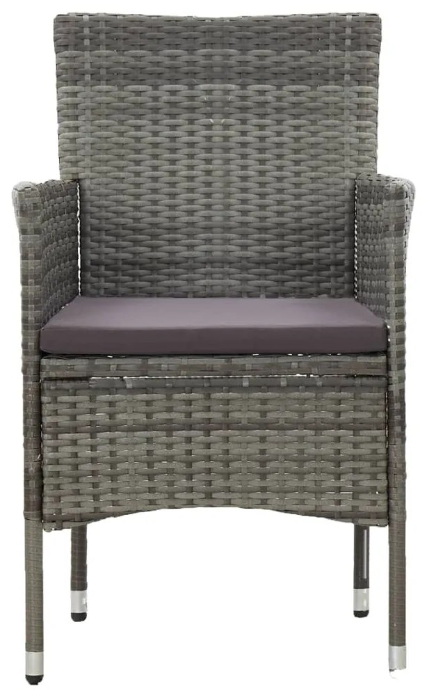 Set mobilier de gradina, 11 piese, gri, poliratan