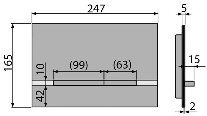 Clapeta de actionare, Alcadrain, Stripe, cu doua volume, sticla alba